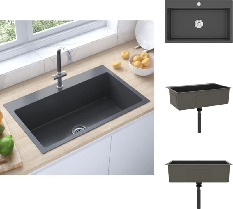 Küchenspülen & Spülbecken - Living Handgemachte Einbauspüle Schwarz Edelstahl