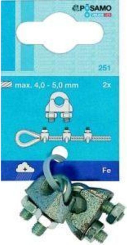 Thumbnail - Pösamo Drahtseilkl.ehem.DIN 741 Zn 3mm/M4 1/8' a 2 Stk sb