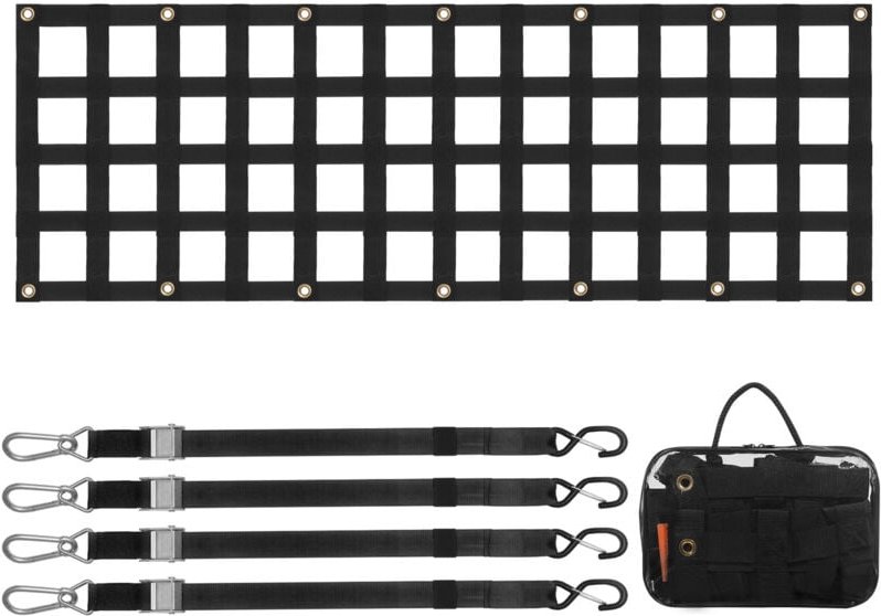 Mophorn Heckklappennetz, 60 x 18 Zoll, strapazierfähig für LKW-Ladefläche, 4 Gurte, verstellbar
