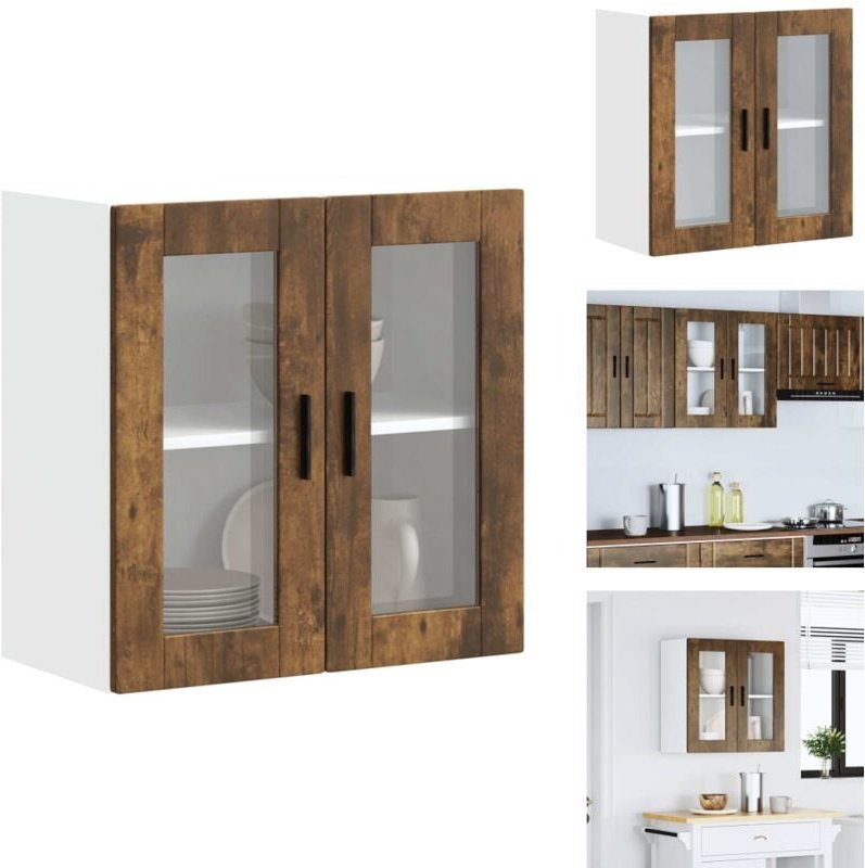 Küchen-Hängeschrank mit Glastür Porto Räuchereiche - Küchen-Wandschrank - Küchen-Wandschränke - Wandschrank Küche - Küch...