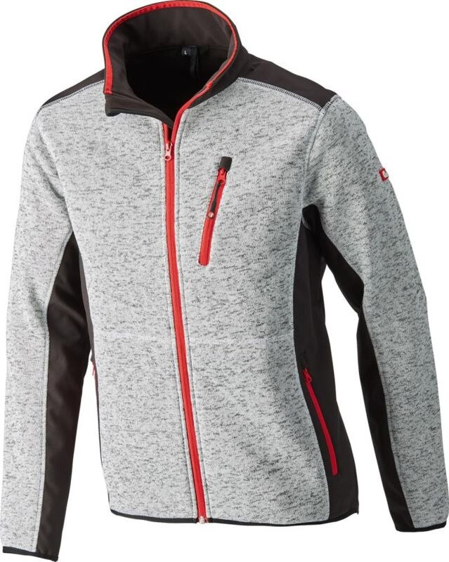 Strickjacke,Softshell,Gr. 3XL,hellgrau-rot Fortis