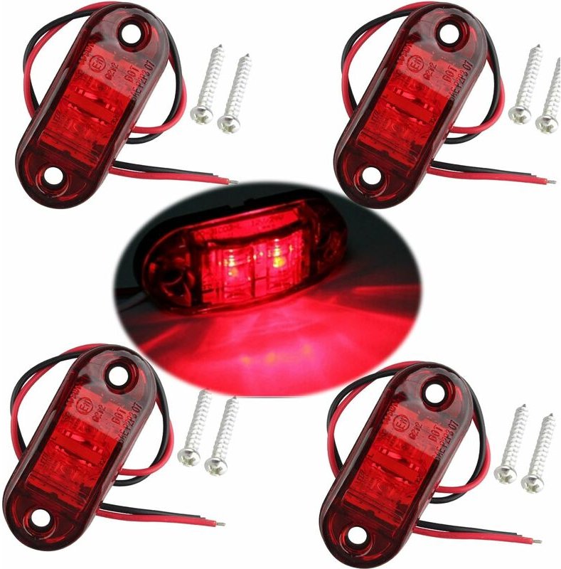 Gotrays - 4 Stück IP65 12 V/24 v led ovale Seiten-Logoleuchte vorne und hinten Positionsanzeigelampe Universal für LKW-A...