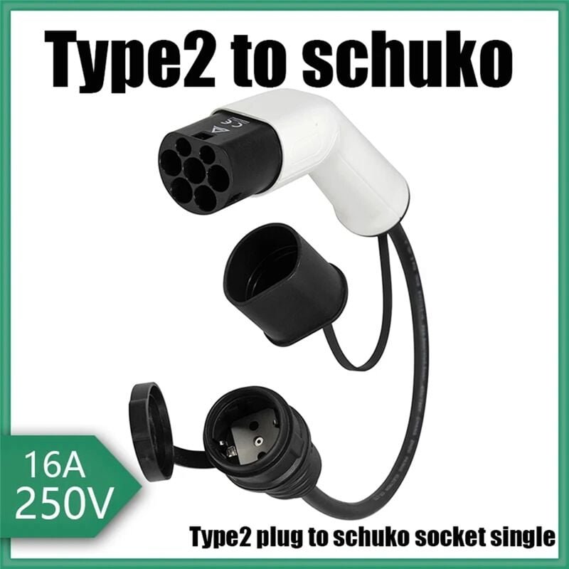 Thumbnail - Typ 2 auf Schuko 16A Elektroauto Ladeseitenstecker Schuko-Buchse EV-Ladeadapter Autoladestationen