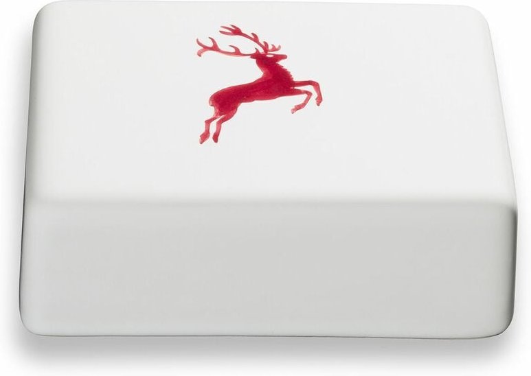 Gmundner Keramik - Bordeauxr. Hirsch, Oberteil Butterdose