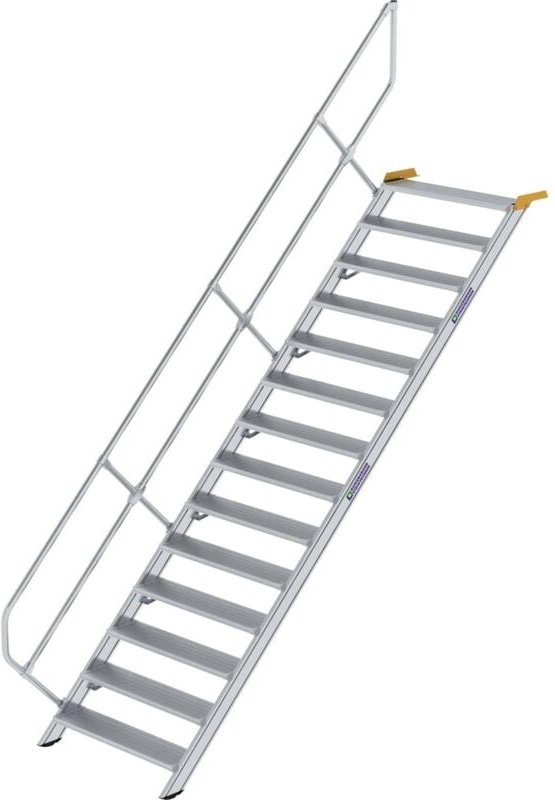 Günzburger Steigtechnik - Treppe 45° Stufenbreite 1.000 mm 14 Stufen Aluminium geriffelt - 600354
