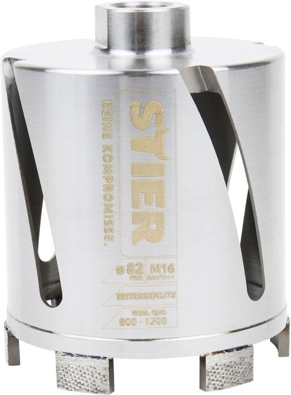 STIER Premium Diamant Dosensenker Mauerwerk Bohrkrone, Durchmesser: 82 mm, Bohrkopftiefe: 70 mm, M16, Seitenschlitze für...