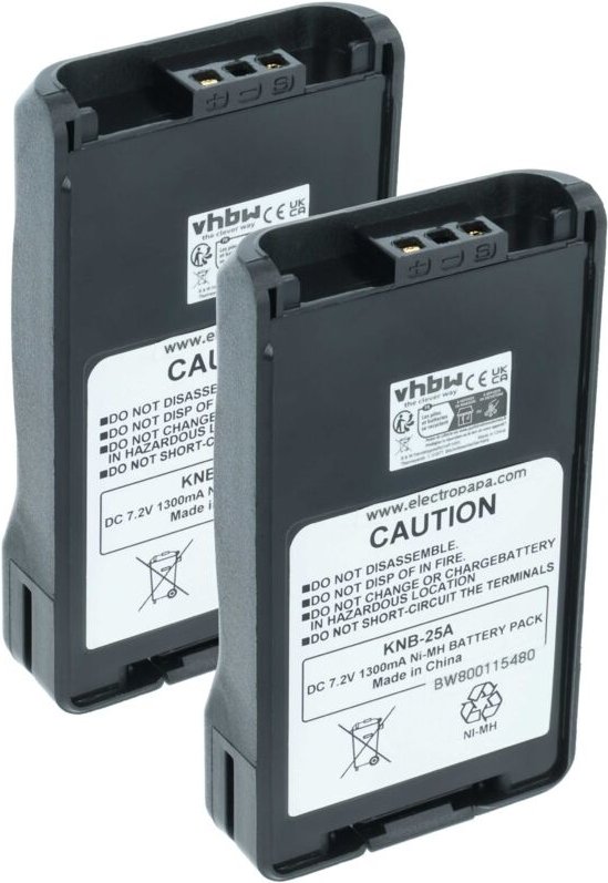 vhbw 2x Akku Ersatz für Kenwood KNB-24L, KNB-24LX, KNB-25A, KNB-24, KNB-24Li, KNB-25 für Funkgerät, Walkie Talkie (1300 ...