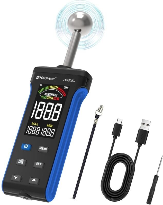 Feuchtigkeitstester, H HOLDPEAK Feuchtigkeitsmessgerät mit Farb-LCD-Display und Alarmfunktion, für Wände, Holz, Mauerwer...