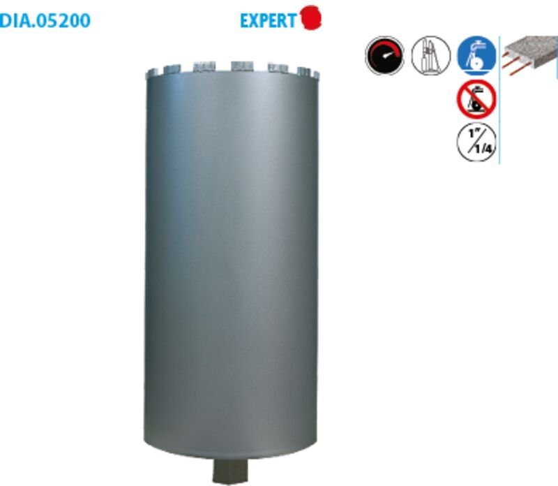 Diamantkrone für Bewehrungsbeton Expert ø 92 Nutzlänge 410 Ep. 3,5 mm