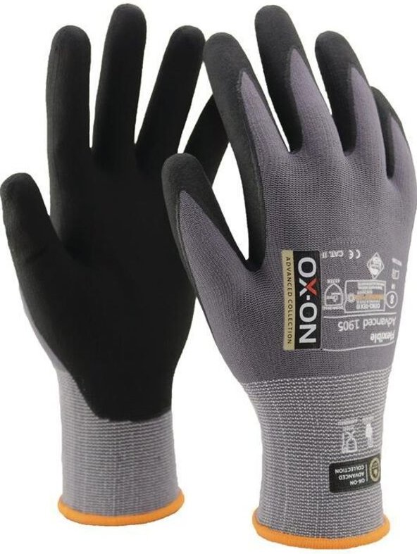 Ox-on - 92120 Handschuhe Flexible Advanced 1905 Größe 10 schwarz/hellgrau en 388,