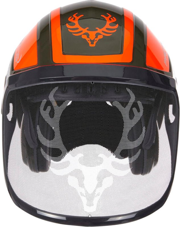 Forsthelm / Schutzhelm kox Edition mit Gehörschutz und Visier Integral Forest Olivgrün/NeonOrange OneSize - Protos