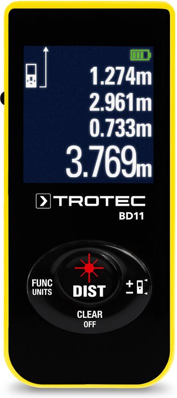 TROTEC Laser Entfernungsmesser BD11 – Digitales Messgerät Entfernung – Reichweite bis 30 m, Speicher für 10 Messwerte, I...