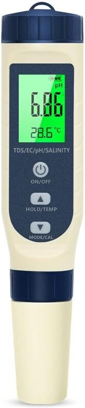 pH-Meter, 5-in-1 PH/TDS/EC/Salzgehalt/Thermometer, LCD-Display, PH-Tester, automatische Temperaturkompensation, elektron...