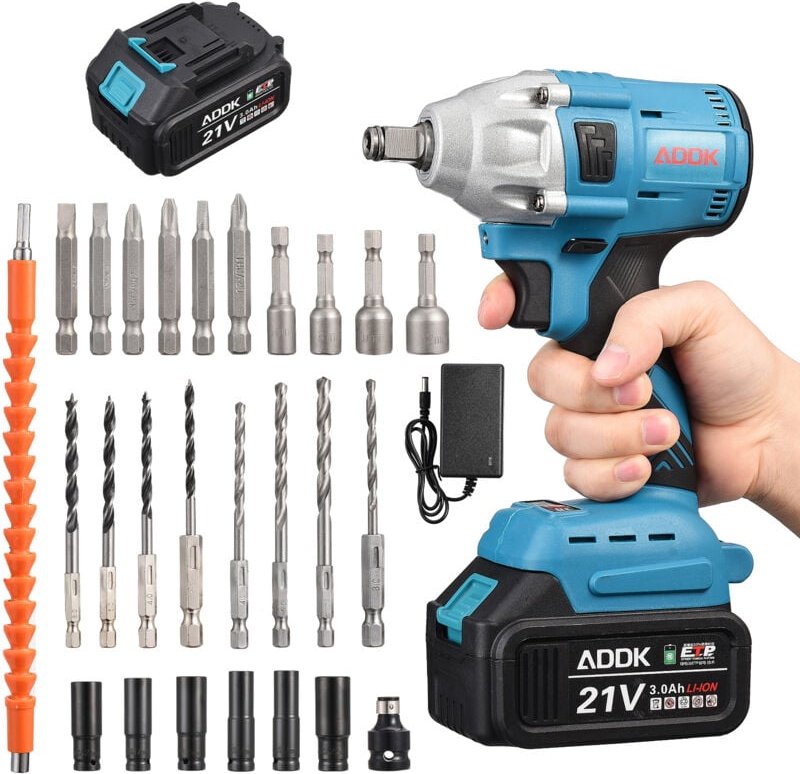 3-in-1 Akku-Schlagschrauber, 21V Schlagschrauber mit 1x 3,0Ah Akku, Radschrauben, 25 Zubehörteile