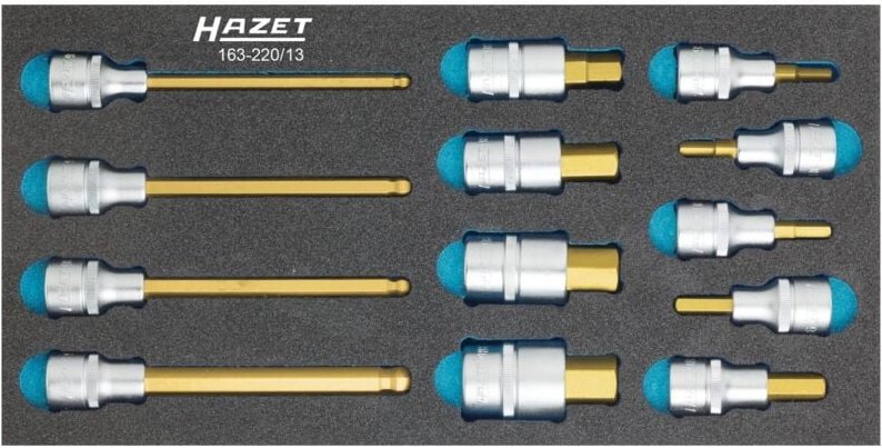 Schraubendreher-Steckschlüsseleinsatz Satz, Vierkant hohl 12,5 mm (1/2), Innen-Sechskant Profil, Anzahl Werkzeuge: 13 - ...