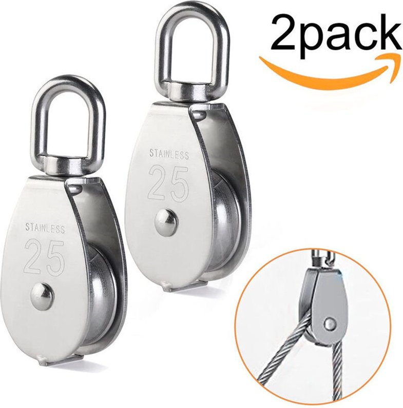 Thumbnail - Umlenkrolle aus Edelstahl 304, M25, Heberolle, 150 kg, 2 Stück - Sollbry