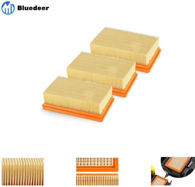 Bluedeer - 3er-Pack Ersatz-Flachfaltenfilter für Karcher MV4 MV5 MV6 WD4 WD5 WD6, WD4P WD5P WD6P Nass-Trockensauger – er...