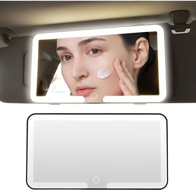 Sollbry Auto-Kosmetikspiegel, LED-Auto-Sonnenblendenspiegel, Auto-Kosmetikspiegel mit 3 Beleuchtungsmodi, LED-Auto-Sonne...
