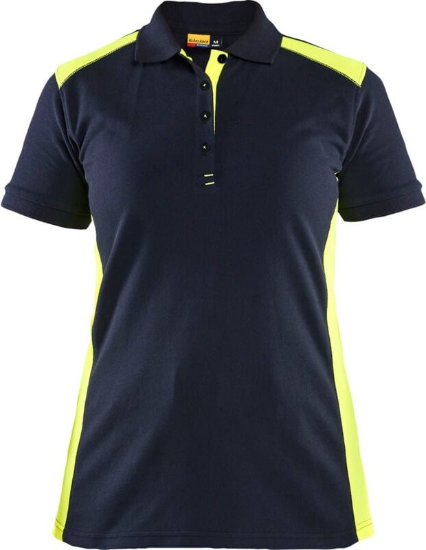 Arbeits-Polo kurzarm Damen 3390 - Dunkelblau/Neongelb L