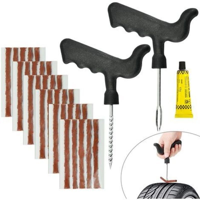 Thumbnail - Tonchean - 30-teiliges Reparaturset für Autoreifen aus Naturkautschuk, 6 mm und 10 cm, Reparaturset für Motorradreifen m...