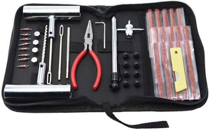 Autoreifen-Reparaturset, 46-teiliges Reifenpannenreparaturset, schlauchloses Auto-Pannenschutzset, Reifenreparaturwerkze...