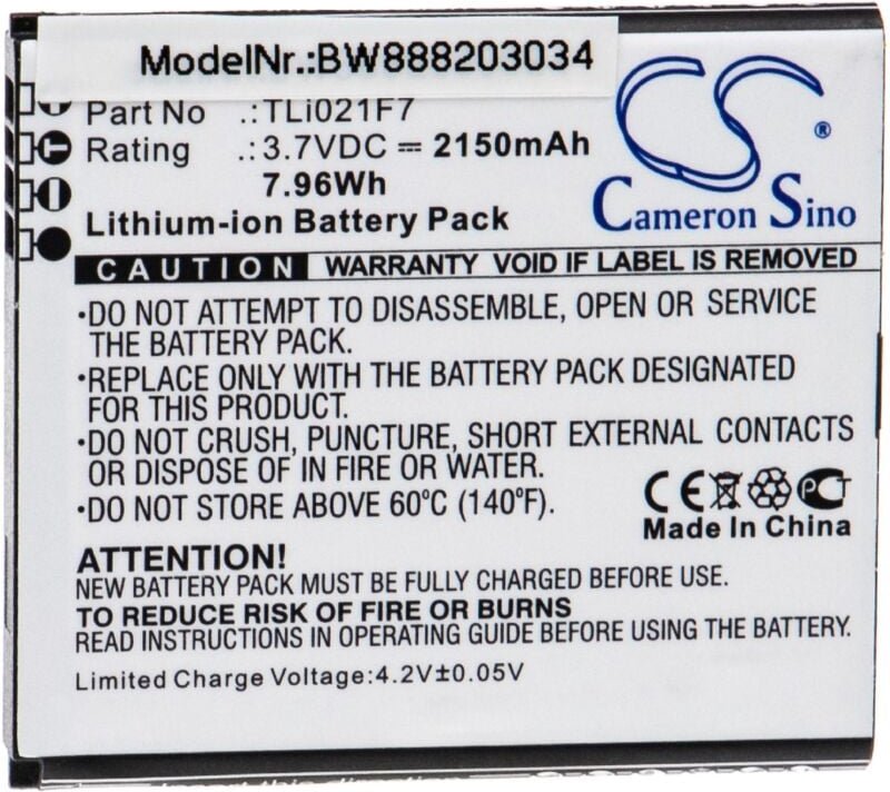 Vhbw - Akku Ersatz für Alcatel TLi021F7 für Router Modem Hotspots (2150mAh, 3,7V, Li-Ion)