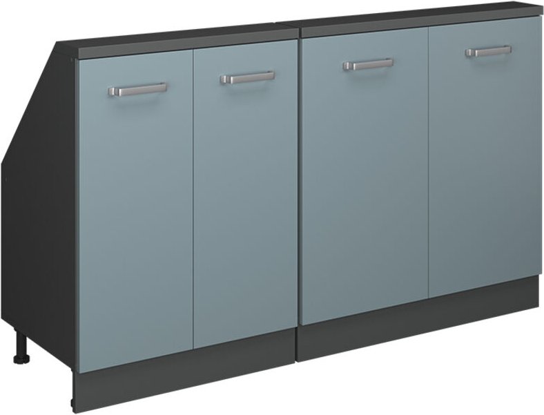 Dachschrägenschrank-Set Rion, Blau-Grau/Anthrazit, 2er Set, Vicco