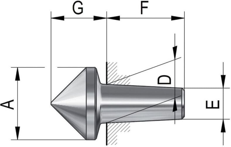 Röhm Auswechselbare Einsätze für mitlaufende Zentrierspitzen, Größe 114, 90° - 070742