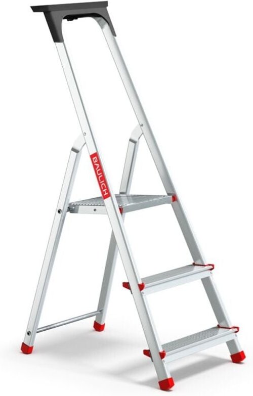 Haushaltsleiter aus Aluminium mit Plattform, 3 Stufen, 150 kg