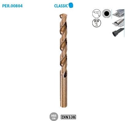 Thumbnail - Leman - Metallbohrer hss Kobalt 5% Classic ø 8,5 Länge 117 Länge. Nutzbar 75 Packung zu 1