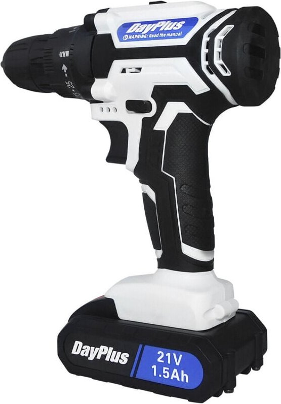 21 Volt Bohrer 2-Gang elektrischer Akku-Bohrer/Treiber mit Bits Set Batterie, 25+1 Drehmoment, 2-Gang, LED-Licht