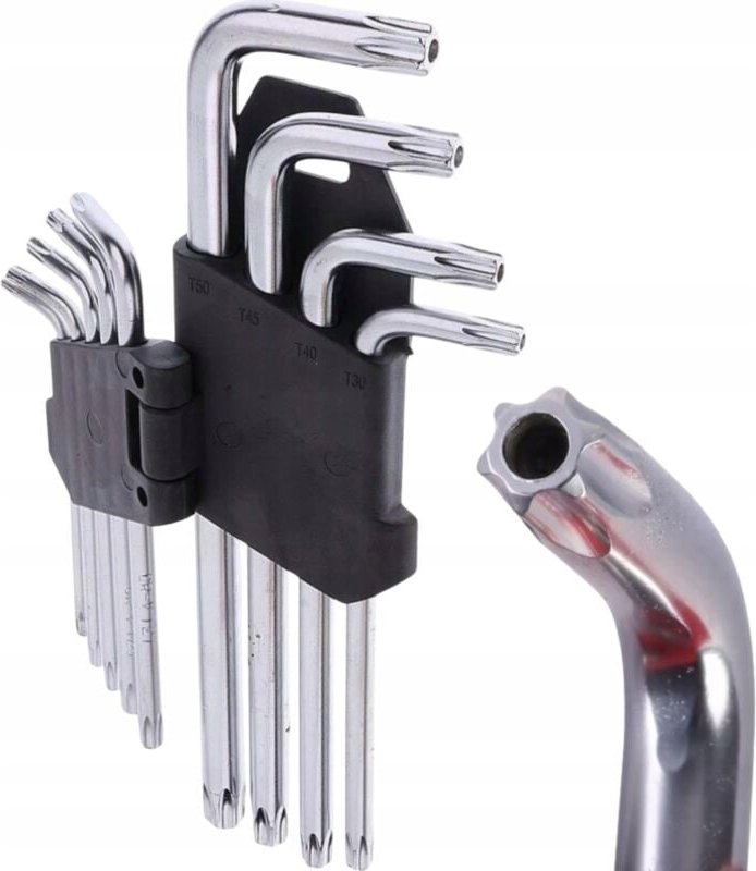 Thumbnail - TORX HEX KEYS 9-teilig T10-T50 Inbusschlüssel Werkzeugsatz mit Loch