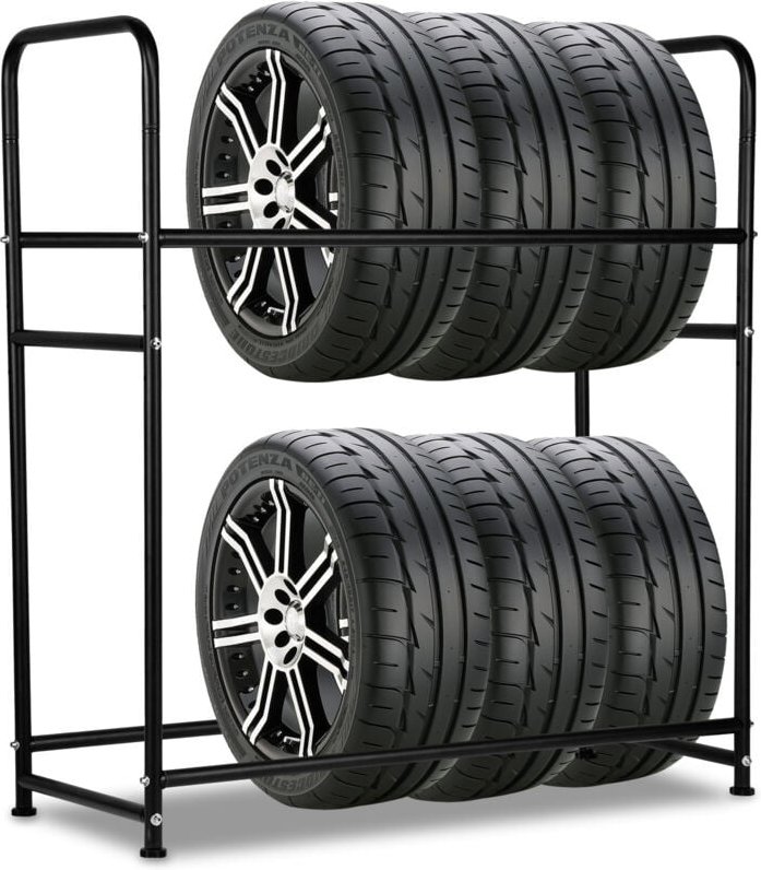 Reifenregal für 8 Reifen Reifenstaender Lagerregal Felgenbaum Hoehenverstellung 107 x 46 x 117cm, Ladekapazitaet 180kg, ...