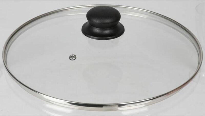 Buri - 8x Pfannendeckel ø28cm aus Glas Edelstahl-Manschette Dampfabzug feuerfest