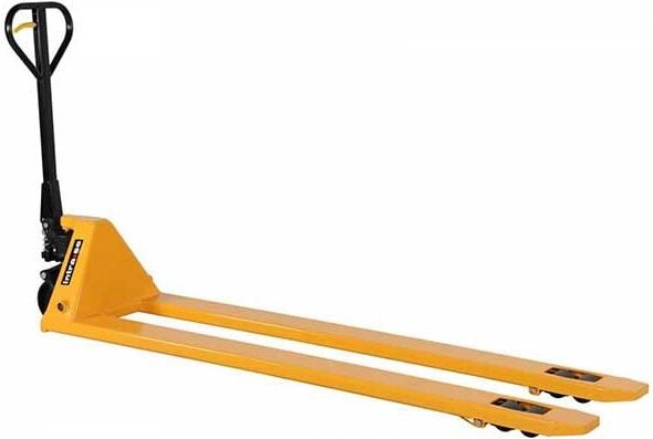 Gelber Handhubwagen mit langen Gabeln 2000 x 540 mm – Tragfähigkeit 2000 kg – Ideal für spezielle und lange Paletten - 1...
