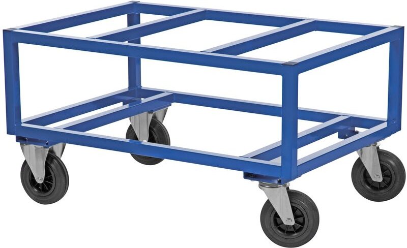 Kongamek Palettenwagen in blau 650mm hoch mit Bremse für Euro-Paletten 1200x800mm