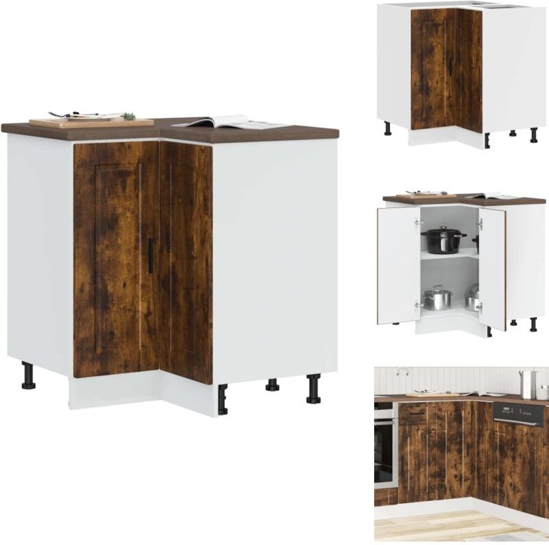 Küchen-Eckunterschrank Porto Räuchereiche Holzwerkstoff - Kücheneckunterschrank - Kücheneckunterschränke - Eckunterschra...