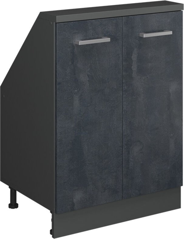 Dachschrägenschrank Rion, Schwarz Beton/Anthrazit, mit 2 Türen, Vicco