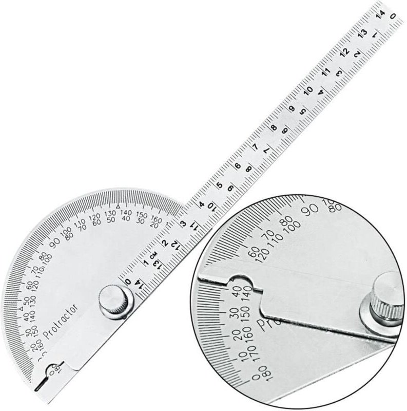 Winkelmesser aus Edelstahl, 0–180 °, Winkelmesser, Arm, Messlineal, Ingenieurwerkzeug, Winkelmesser mit 140-mm-Lineal, u...