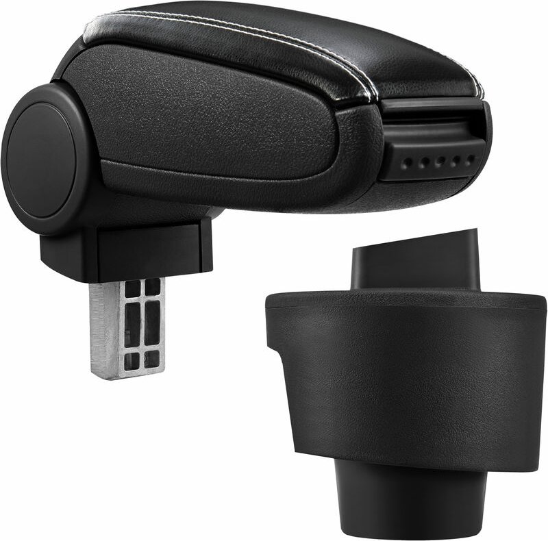 Pro.tec - Mittelarmlehne Seat Ibiza mit Staufach Kunstleder Schwarz mit weißen Nähten