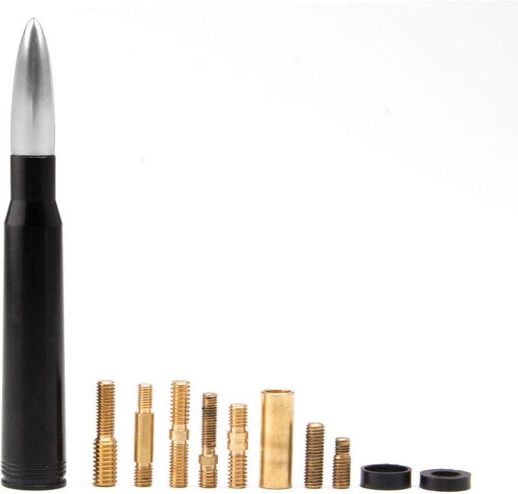 Silberfarbene, leistungsstarke, kurze Autoantenne, Bullet-FM-AM-Autoradio, universell, 8 Schrauben im Lieferumfang entha...