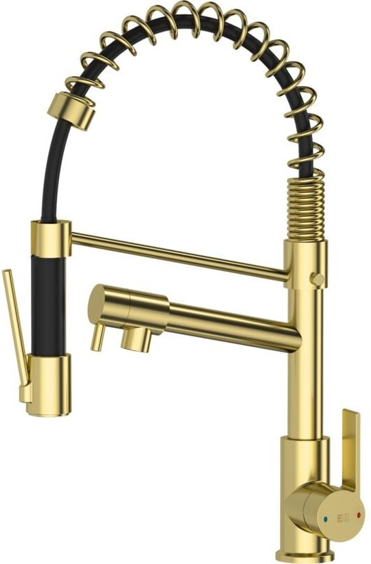 Essebagno - Big Hotto Spültischarmatur mit Brause gebürstetes Gold