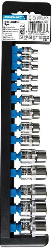 E-Trx-Steckschlüsseleinsätze, 14-tlg. Satz E4–E24