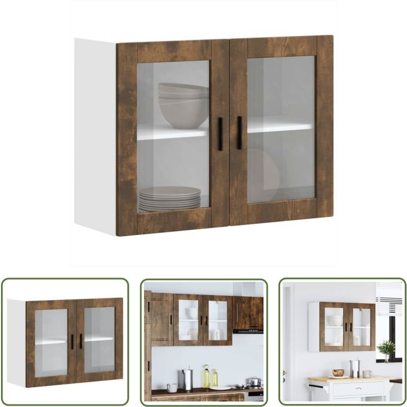 The Living Store - vidaXL Küchen-Hängeschrank mit Glastür Porto Räuchereiche