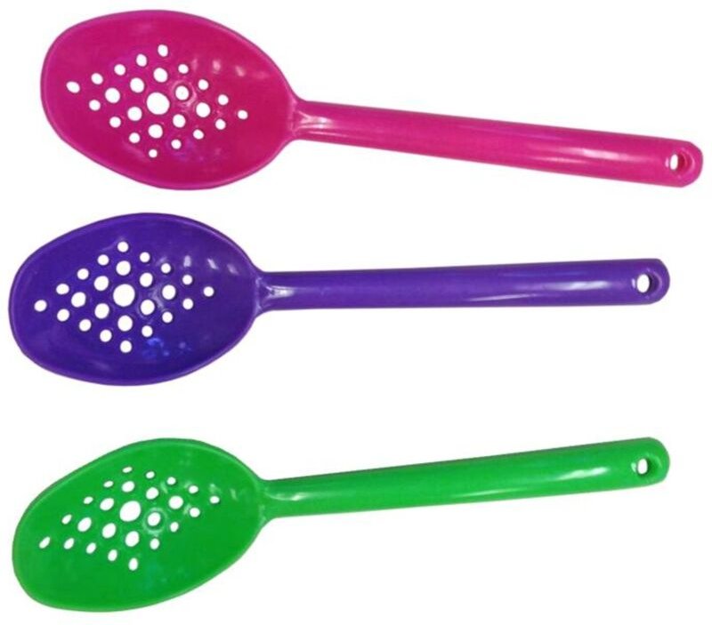 Buri - 36x 3 Stück Sieblöffel Großpackung Kunststoff 17,5cm Abtropfkellen Küchenhelfer