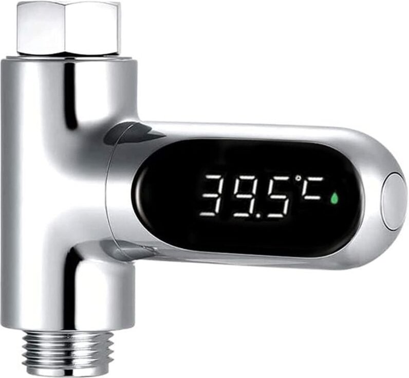 Sollbry - Duschthermometer, LED-Digitalanzeige, wasserdichtes, batterieloses Design, Wasserthermometer, elektronischer W...