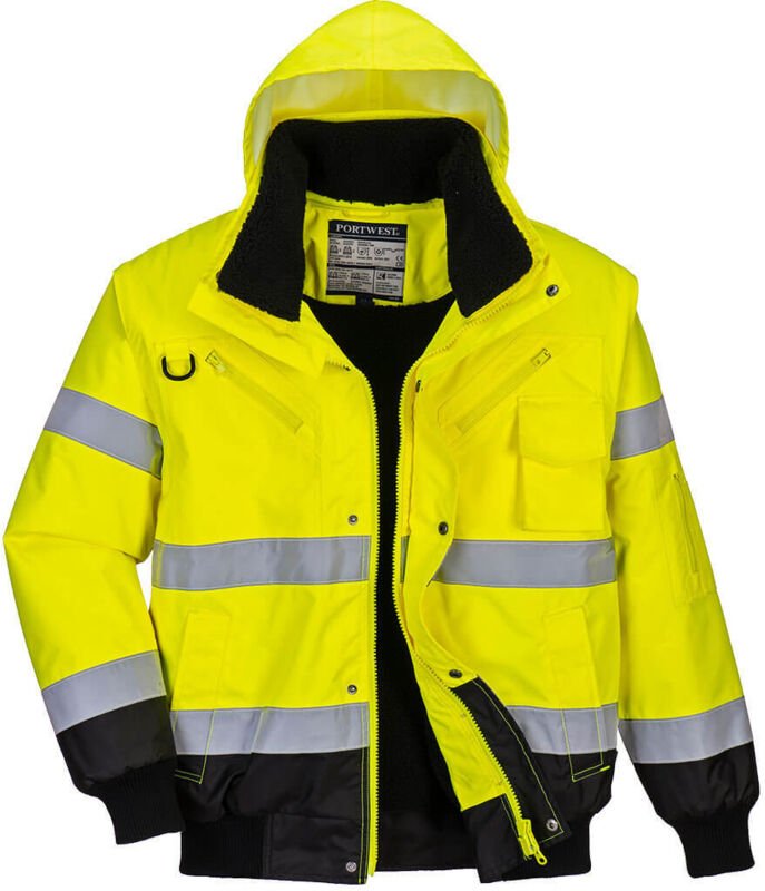 Bomberjacke 3-in-1 Hochsichtbarkeit Zweifarbig Gelb/Schwarz L