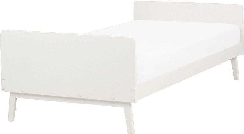 Bett Weiß aus Kiefernholz 90 x 200 cm mit Lattenrost Einzelbett Modern Skandinavischer Stil für Jugendzimmer Kinderzimme...