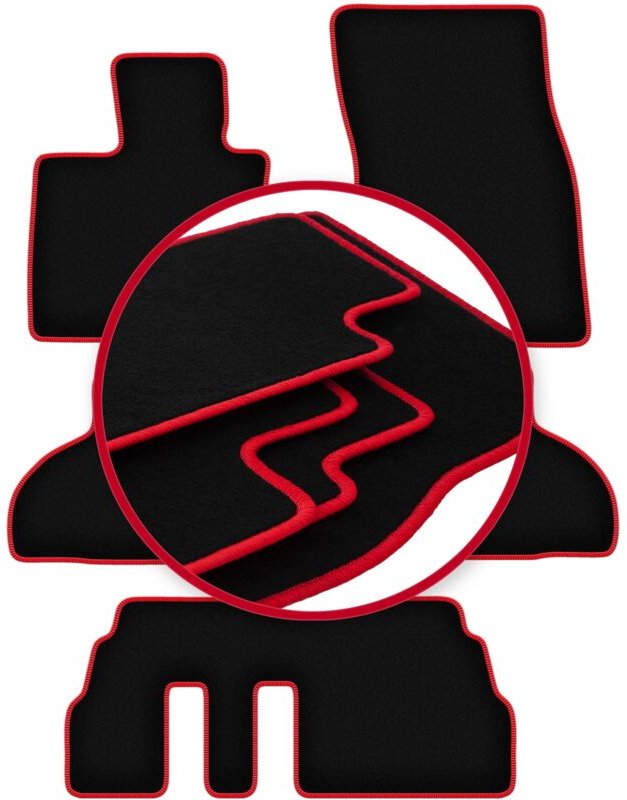 CARLUX-RED Autofußmatten für: BMW X5 F15 7-Sitzer (2013-)