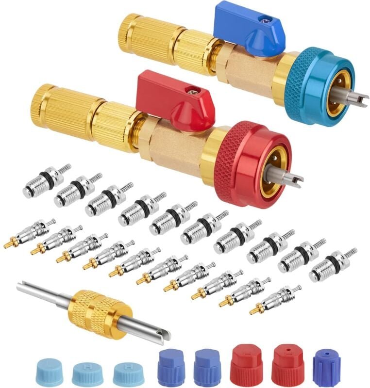 R134A-Ventilkern-Schnellentferner-Installateur, Hoch-Niederdruck-Ventilkern-Entferner-Werkzeugsatz für R134A-Kältemittel...